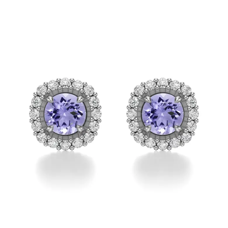 Kolczyki z tanzanitem białe złoto AJK_012